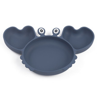 Assiette séparatrice d'aspiration pour l'alimentation des enfants en silicone crabe mignon personnalisé ensembles d'assiettes divisées pour aliments pour bébés tout-petits