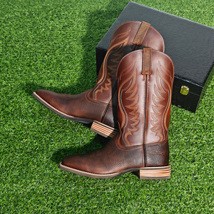 Bottes de Cowboy de haute qualité hommes genou luxe Lichee bottes de Cowboy en cuir Goodyear Welt talon épais bottes de Cowboy pour hommes - Product Image 3