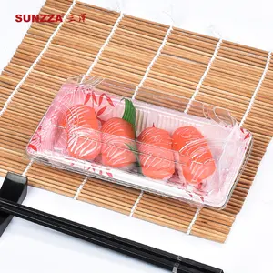 Sunzza-paket japanische kleeblatt-druck rechteckige snack-lebensmittelverpackung zum mitnehmen einweg-kunststoff-sushi-teller und -geschirr-set