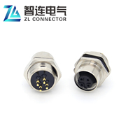 Conector Circular Industrial M12 de 5 Pines Macho para Montaje en Panel, IP67 Impermeable, para PCB