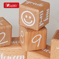 Blocs en bois pour bébé avec impressions mois, années, poids et Halloween, et sac à cordon pour souvenir W09F033