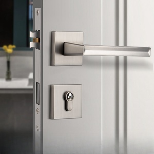 Poignée de porte magnétique silencieuse en alliage de zinc gris moderne, <span class=keywords><strong>prix</strong></span> <span class=keywords><strong>d</strong></span>'usine, avec clés, pour maison, bureau, salle de bain, hôtel, quincaillerie - Product Image 5