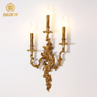 Jewellerytop Applique Murale Européenne Rococo Classic Vintage Luxury Royal Copper Wall Lamp Antique Brass Wall Sconce Light