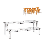 Support à cornets de crème glacée en acrylique transparent à 2 niveaux, présentoir à 12 trous pour cornets gaufrettes, idéal pour les pâtisseries, mariages, fêtes, buffets