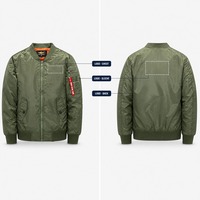 Blouson aviateur matelassé personnalisé pour homme, style col montant, fermeture éclair, poches sur les manches, logo OEM, vente en gros, direct usine