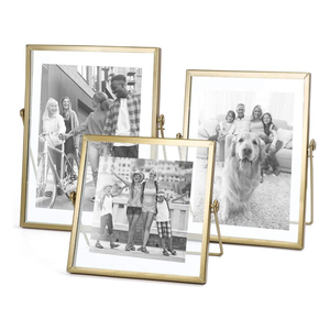 Cadres <span class=keywords><strong>photo</strong></span> dorés flottants, cadre <span class=keywords><strong>photo</strong></span> double face <span class=keywords><strong>en</strong></span> <span class=keywords><strong>verre</strong></span> pour plantes, à suspendre au mur ou à poser sur table - Product Image 1