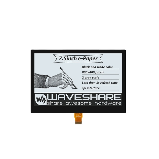 7.5 Inch E-Ink Display Price Champion 800x480 E-Paper Screen for E-Reader DIY, Digital Poster, Low Power, Wide Temp 0~50°C