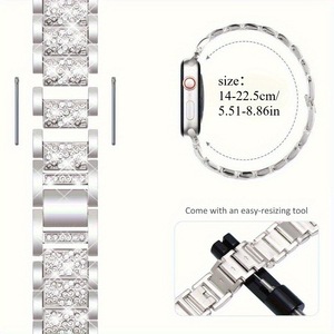 Correa de Lujo para Reloj IWatch <span class=keywords><strong>Serie</strong></span> 10 9 <span class=keywords><strong>8</strong></span> 7 SE Ultra 2, Brazalete de Acero Inoxidable Brillante con Diamantes - Product Image 6