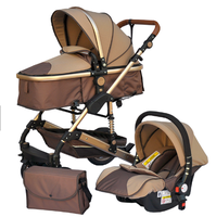 Poussette 3 en 1 de luxe pour bébé Landau haut paysage Siège auto pour bébé Fournisseur chinois Vente directe OEM Personnalisé