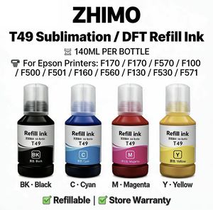 <span class=keywords><strong>Encre</strong></span> de sublimation T49 140 ml pour imprimantes EPSON F170 et autres, couleurs BK/C/Y/M - Product Image 1