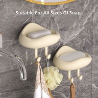 Porte-savon mural en plastique design nuage avec drain et crochet pour salle de bain