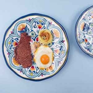 Bán Buôn Phong Cách Bắc Âu Tùy Chỉnh Đầy Màu Sắc Decal In Ấn Tấm Tròn Đặt Nhà Hàng Cấp Thực Phẩm Melamine Đồ Ăn Món Ăn - Product Image 6