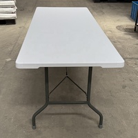 Table longue en plastique blanche de 6 pieds, capacité de charge de 660 lb, non pliable, idéale pour les événements de location, qualité supérieure