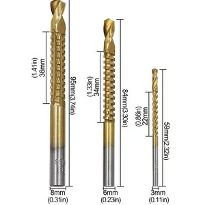 Yiduo Metric <b>Step</b> Drill Bits Hex Shank TiCN Coated For Wood And Nonferrous Metals 6Pcs Set - Product Image 3