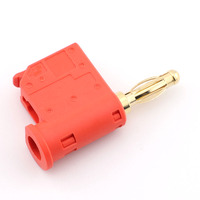 Prise banane femelle sans soudure plaquée or, rouge, pas de 4 mm, boîtier en nylon ignifuge, prise droite type lanterne à pression