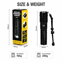 Lampe torche tactique rechargeable USB-C 1000 lumens avec zoom, laser blanc LED, faisceau réglable, en aluminium, pour utilisation nocturne