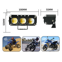 Systèmes d'éclairage pour moto LiuHJG 31W, 3 feux antibrouillard LED avec yeux de démon rouges et bleus, feux de route