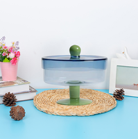 Boîte alimentaire en verre coloré, vente en gros, bocal de rangement en verre pour noix de cuisine avec support en verre et couvercle