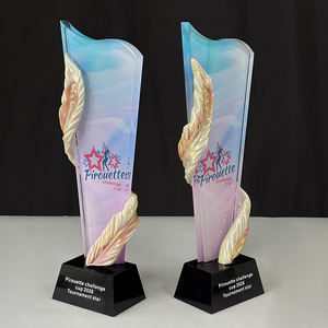 Trofeo <span class=keywords><strong>de</strong></span> Cristal Óptico con Pluma <span class=keywords><strong>de</strong></span> Resina <span class=keywords><strong>Rosa</strong></span> e Impresión a Todo Color MH-MJ0760 - Product Image 4