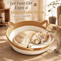 Coussin d'été pour animaux de compagnie, lits pour chats d'intérieur, panier en corde de coton tissé à la main