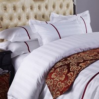 Housse de Couette Jacquard Rayée 3cm Blanche de Luxe, Parure de Lit 100% Coton pour Hôtels de Luxe, Vente en Gros Taille Personnalisée