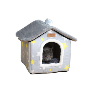 Luxury Classic Fashion XL Foldable Cat <b>Bed</b> with Print Design Square Shape for Indoor Cats & Small Pets Arctic Wool Winter Use - Product Image 1