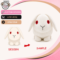 Boneka Kelinci Super Lembut Berbahan Plush dengan Aplikasi Bordir, Bermata Merah dan Telinga Menjuntai, Karakter Pola Juguete De PP Cotton