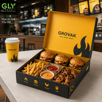 Boîte à compartiments personnalisée pour la restauration rapide à emporter, pour mini-burger, poulet frit, frites, sauce, emballage de repas en papier
