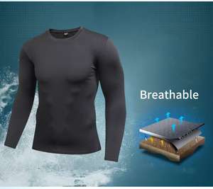 Solid Colour Men's PRO Fitness Running <b>Tight</b> <b>Fitting</b> T Shirt Stretch Moisture Wicking Quick Dry Long Sleeved <b>Top</b> - Product Image 3