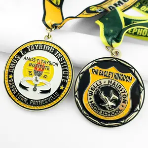 Factory Design personalizado 3d honra graduação escola estudante lembrança metal medalhas para escola