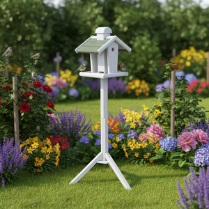 Grande maison à oiseaux en bois pour l'extérieur, résistante aux intempéries, avec perchoir et mangeoire pour perroquets et oiseaux de compagnie - Product Image 6