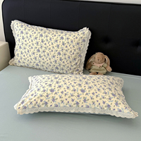 Parure de lit 4 pièces luxueuse effet nuage, housse de couette avec bordure en dentelle, volants, douce et respirante pour une décoration élégante de chambre à coucher