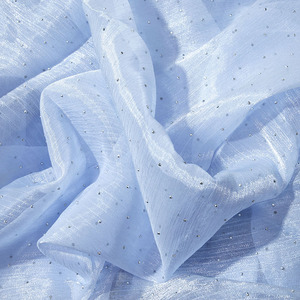 Tissu en organza de polyester texturé avec strass thermocollants, rigide et brillant, pour la décoration de mariage, les robes, les voiles et les événements - Product Image 3