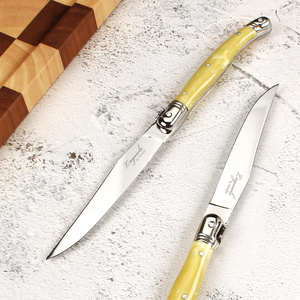 Ensemble <span class=keywords><strong>de</strong></span> 6 couteaux à steak <span class=keywords><strong>de</strong></span> style <span class=keywords><strong>Laguiole</strong></span> en acier inoxydable avec manche en ABS, finition miroir, ambidextre, durable, tranchant, <span class=keywords><strong>couverts</strong></span> <span class=keywords><strong>de</strong></span> <span class=keywords><strong>table</strong></span> - Product Image 4