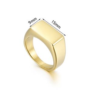 Rettangolo faccia minimalista gioielli di moda 18K placcato oro anello con sigillo per gli uomini donne stile classico senza tempo elegante Look - Product Image 4