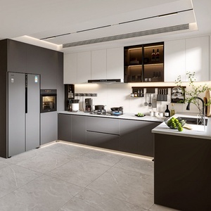 Best-Selling Minimalist Solid Wood <b>Kitchen</b> <b>Cabinets</b> with LED Strip Light Modules - Product Image 4