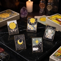 Broche en émail Gothique Tarot Soleil Lune Étoile Squelette Mort Carte de Tarot Épingle de revers Badge en métal Vêtements Bijoux Mystiques Vente en gros