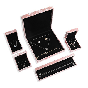Nuevo Diseño de Caja de Joyería de Terciopelo Rosa de Lujo, Caja de Empaque para Aretes, Pulseras, Collares y Anillos, Caja de Joyería Personalizada - Product Image 3