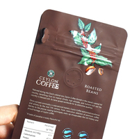 Sachet de café personnalisé à soufflets latéraux 125g, brillant, pour grains torréfiés, thermoscellable, imprimé marron, à fond plat, fournisseur