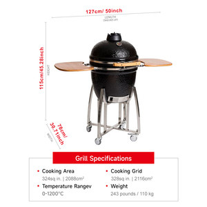 Grill <span class=keywords><strong>Barbecue</strong></span> Kamado SEB in Ceramica da 18 Pollici Verde Chiaro <span class=keywords><strong>per</strong></span> <span class=keywords><strong>Arrosticini</strong></span> Argentini, Smoker e Barbacoa da Esterno - Product Image 2