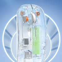 Souris sans fil photoélectrique transparente transfrontalière à 3 boutons, avec support ergonomique, design compact et portable, double mode