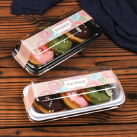 Boîte d'emballage pour beignets de petite taille, très vendue, remplie de pain au chocolat à la fraise, boîte d'emballage jetable transparente