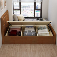 Ensemble de meubles de chambre à coucher en bois, lit double moderne, lit queen size