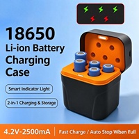 Boîte de rangement pour chargeur de batterie 18650 conforme à la réglementation européenne sur les batteries, étui de batterie externe amovible, arrêt automatique de la charge, chargeur 2 en 1