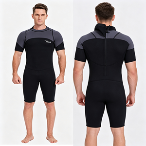 Traje de <span class=keywords><strong>Neopreno</strong></span> Corto YONSUB de 3mm Gris Negro para Hombre y <span class=keywords><strong>Mujer</strong></span>, Traje de Buceo Elástico para Snorkel, Natación y Surf - Product Image 1