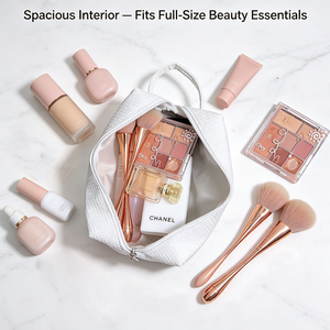 Bolsa de Maquillaje Cosmética Blanca Tipo Waffle con Cremallera para Regalo de Dama de Honor, Bolsa de Aseo de Tela Waffle para Mujer, Venta al por Mayor, Lista para Bordar - Product Image 4