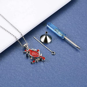 Collar con urna de <span class=keywords><strong>Cardinal</strong></span> rojo para cenizas, recuerdo de cremación de pájaro, regalo conmemorativo, joyería para mujeres, mensajeros religiosos - Product Image 4