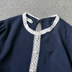 Blusa de gasa para mujer Color sólido Cuello en V Cuello mandarín Borla Verano OEM Fábrica Tops Blusas Femme Proveedor al por mayor - Product Image 1