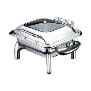 Restaurant Catering Ausrüstung 6L Hydraulik Scharnier Food Warmer Buffet Heizung Show Fenster Chafing Dish für Hotel küche