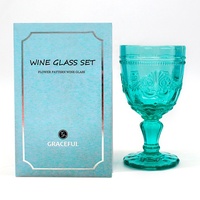 LANGXU vente en gros de gobelet verres fantaisie verrerie verre à vin ondulé coloré avec boîte cadeau pour mariage
